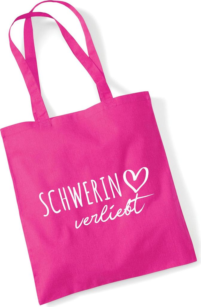 Huuraa Jutebeutel Schwerin verliebt 10 Liter Fuchsia Baumwolle Tasche Geschenkidee