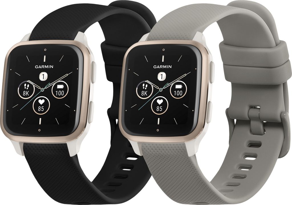 kwmobile 2x Sportarmband kompatibel mit Garmin Venu Sq 2 Music / Sq 2 / Vivoactive 6 / Vivoactive 5 Armband - Fitnesstracker Band Set aus TPU Silikon