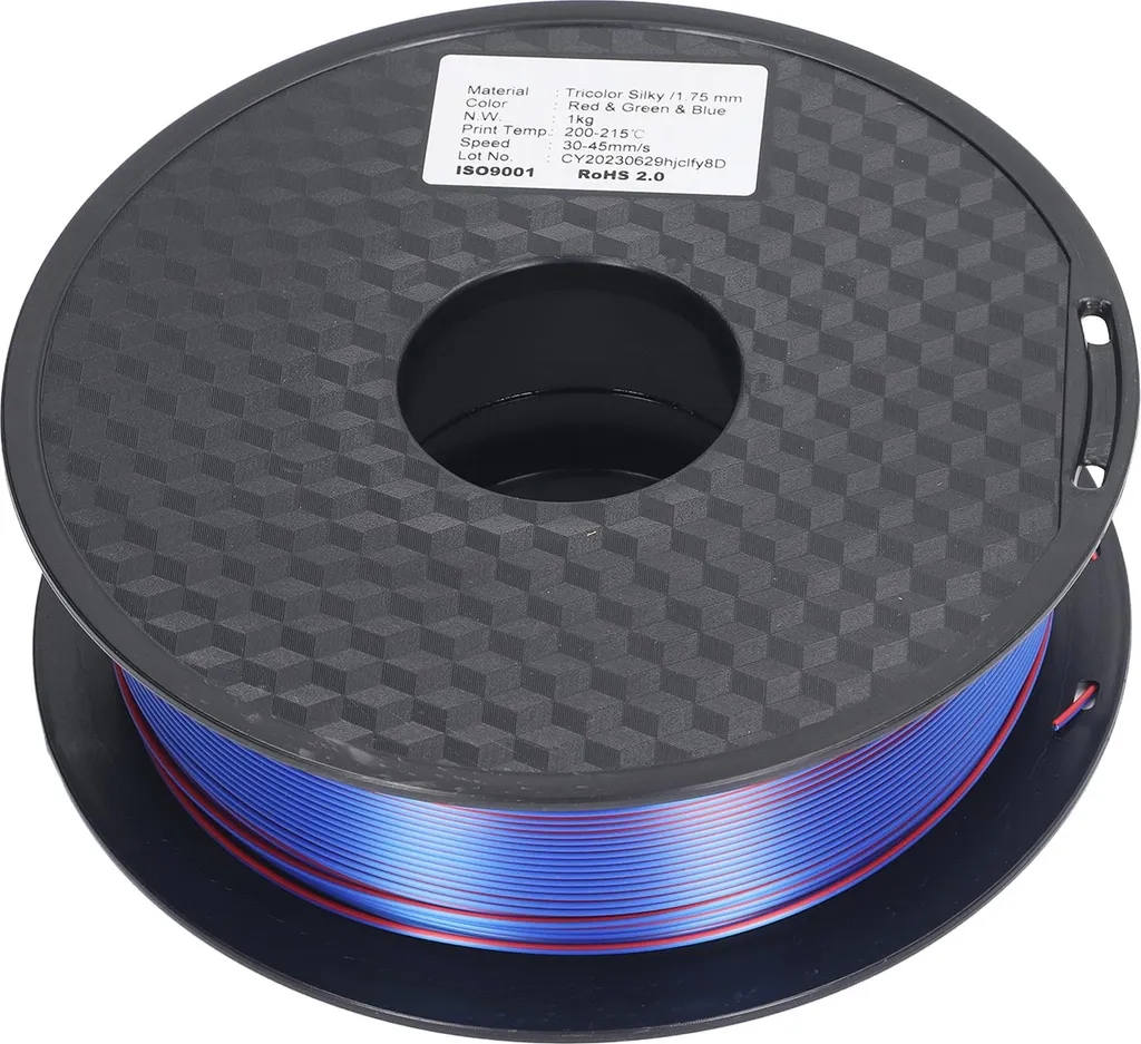 Filament PLA 1,75 mm Anti-Lignes - Rendu Tricolore Satiné Mat Sans Ponçage