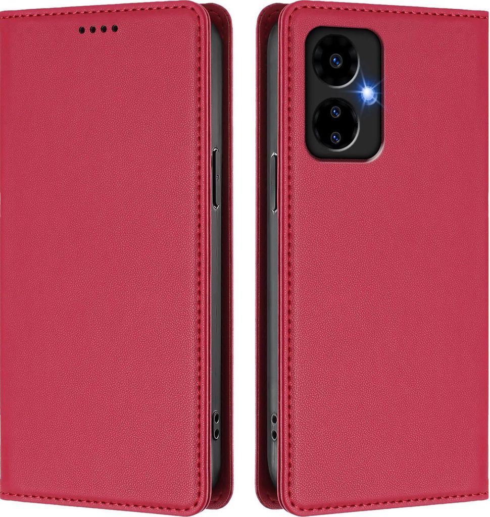 Handyhülle für Boost MobIle Celero 5G 2024, Kunstleder Klapphülle Stoßfeste Magnetische Hülle mit Ständer Rot