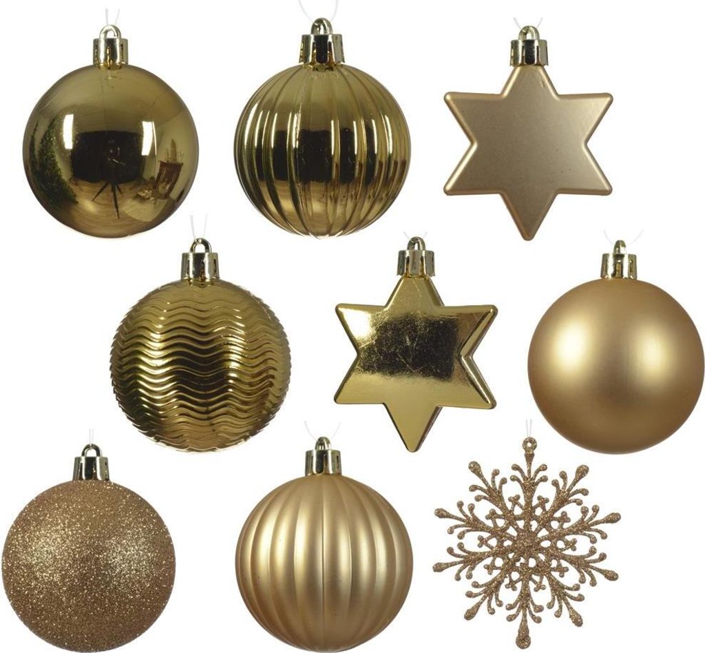 DECORIS Weihnachtskugeln Mix 023921 bruchfest gold 40St Image du produit 