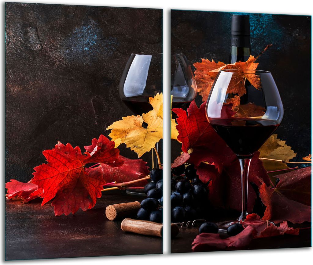 Herdabdeckplatten 2 teilig 30x52 Glaskeramikfeld Abdeckung Glas Wein