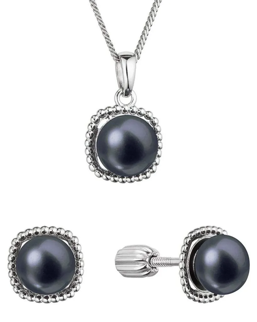 Ensemble bijoux argent 925 hypoallergénique et perles noires douces