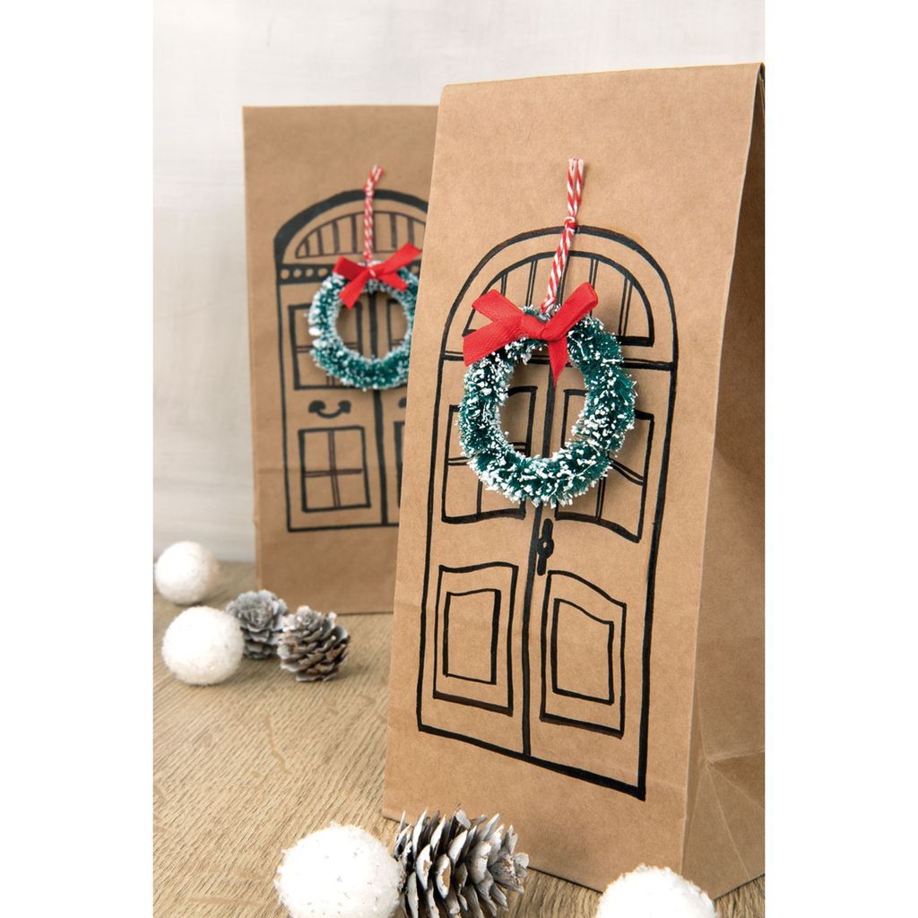 Rustikaler Indoor Mini Weihnachtskranz 13 Cm Mit Rosa Schleife