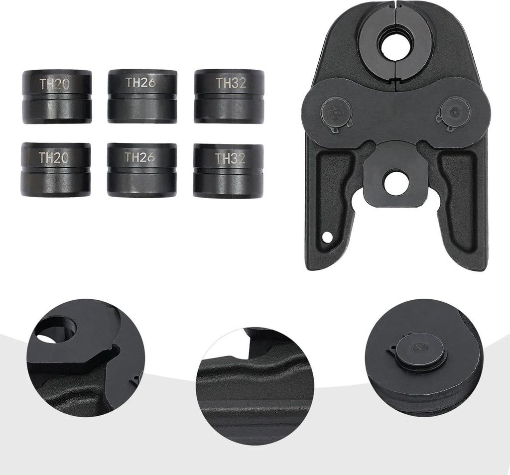 Presszange & Crimpzange - TH16-20-26-32, TH-Kontur - Für Verbundrohre - Öffnung 4,1–4,9 cm - Größe 16,5×11×3,5 cm - Schwarz