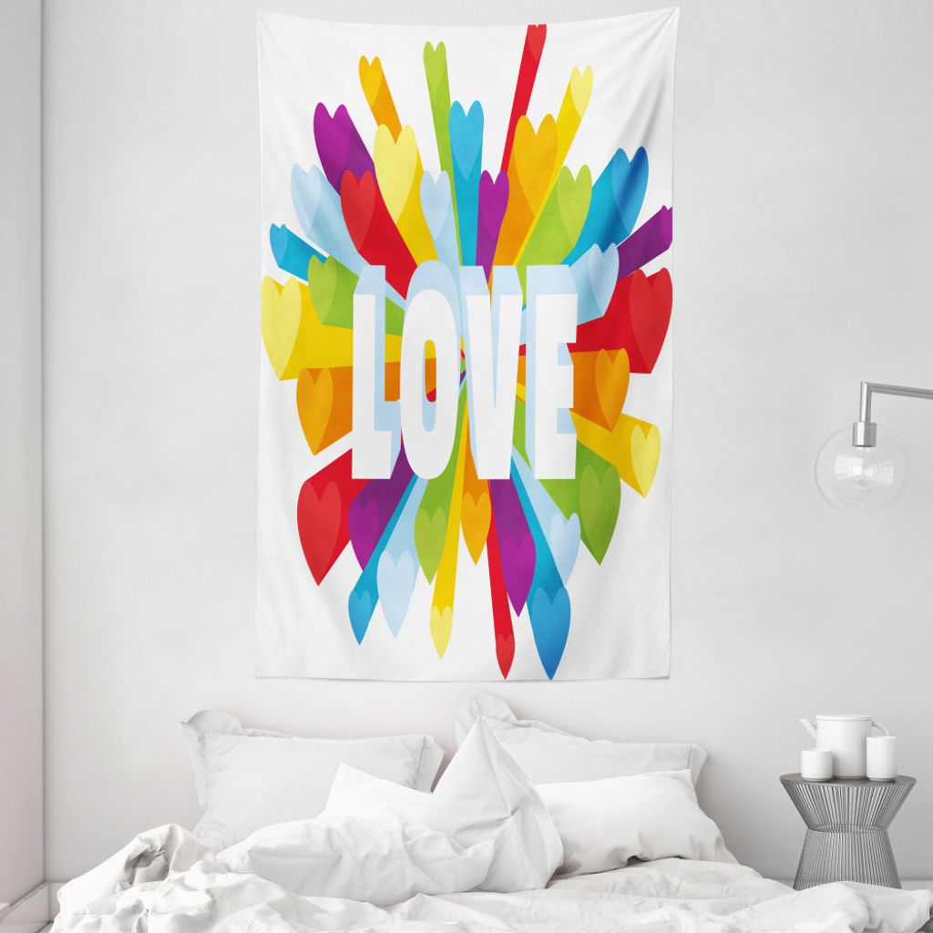 ABAKUHAUS Bunt Wandteppich und Tagesdecke, Liebe Burst Homosexuell LGBT aus Weiches Mikrofaser Stoff Waschbar ohne Verblassen Digitaldruck, 140 x 2...