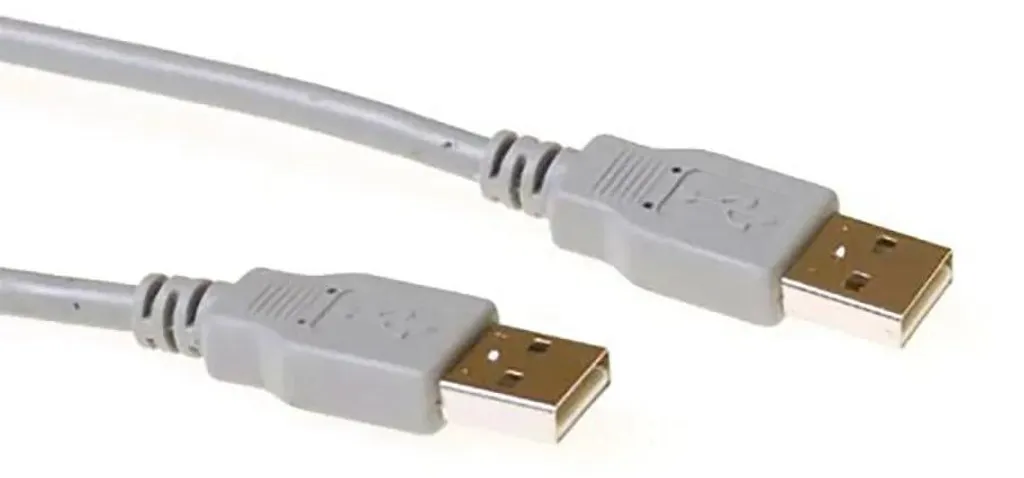 Câble USB 2.0 Type A Mâle Mâle de 2m Ivoire - Modèle ACT SB2502 Robuste