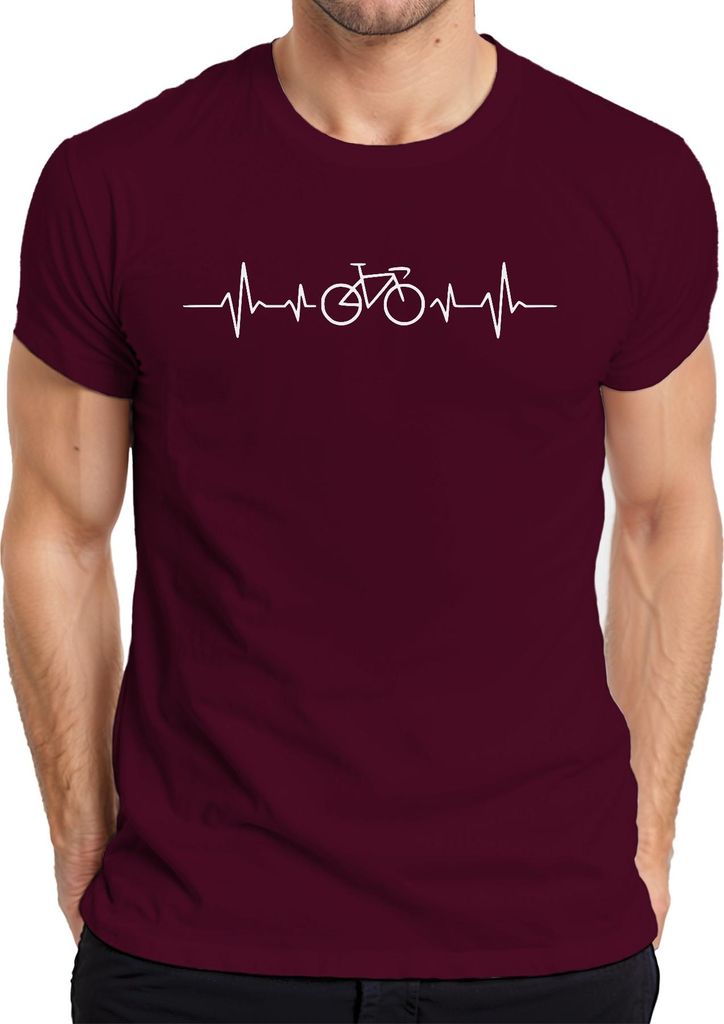Fahrrad Herzschlag EKG Fahrradliebe Puls Radfahrer Rennrad Biker Herren T-Shirt, Burgundy, XL
