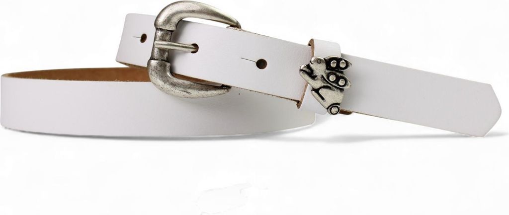 FRONHOFER süßer Kindergürtel mit silberner Häschen Niete, plastikfrei, 2 cm schmal