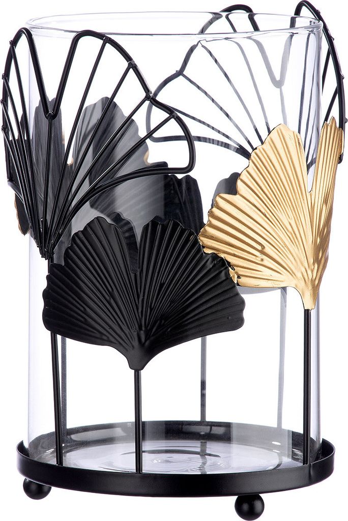 Gilde Metall Windlicht "Ginkgo" VE 4 84225