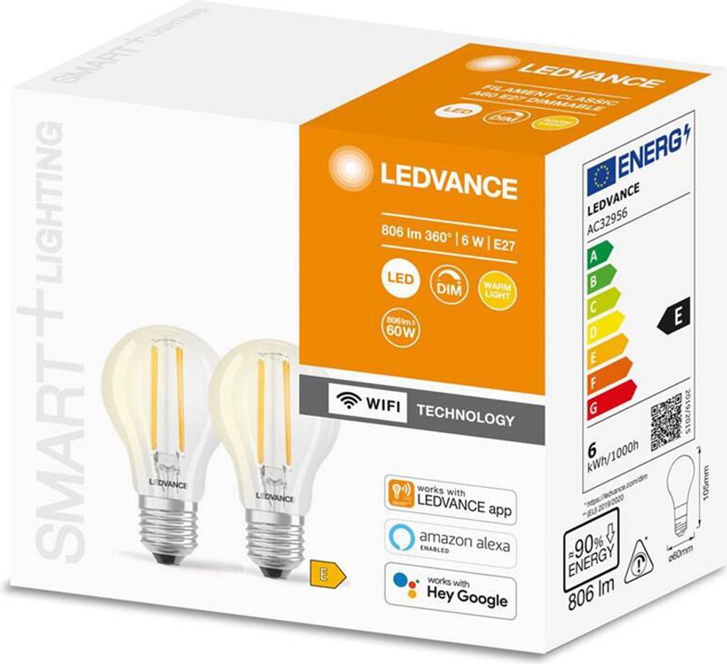 Ledvance 2 x Ledvance Smart+ Wifi Classic - Weiß - Ersetzt Produktbild 5