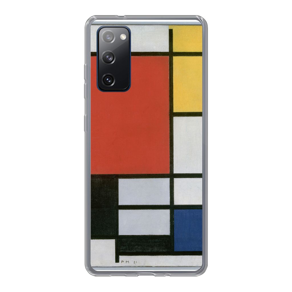 MuchoWow Handyhülle Schutzhülle Hülle für Samsung Galaxy S20 FE Komposition 2 in Rot Blau und Gelb - Piet Mondrian Silikon Softcase Handy Hü...