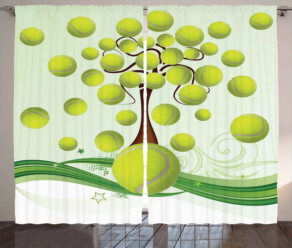 Rideaux de Fenêtre à Motif Balles de Tennis pour Salon 280x225 cm