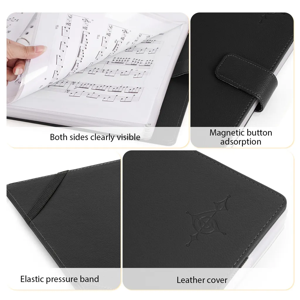 Pochette de musique pour partitions A4 avec reliure spirale flexible