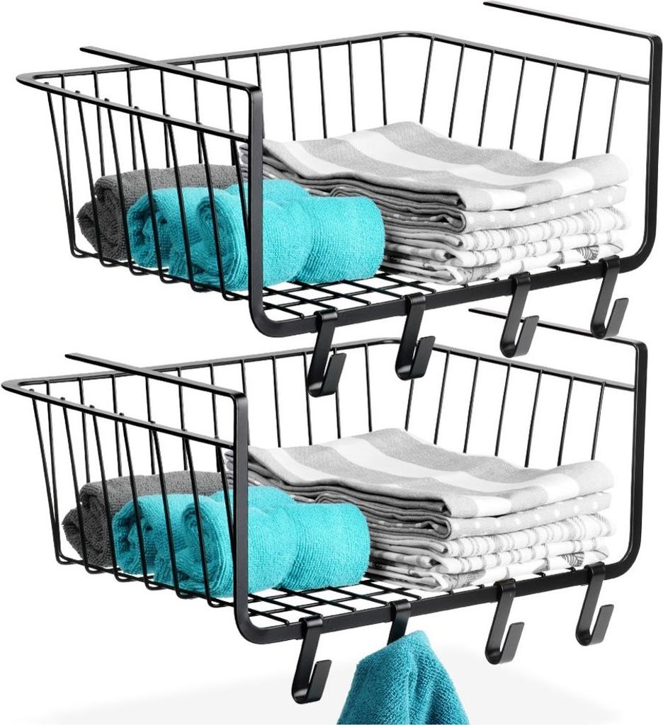 Vilde | Wiszący kosz na półki - Metal - Czarny - 40,5x26x16 Zdjęcie produktu 