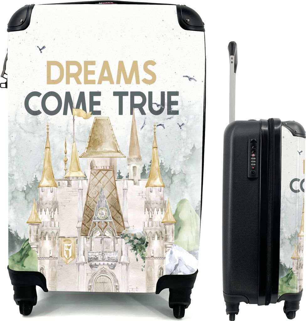 MuchoWow MuchoWow Koffer Handgepäck Trolley Rollkoffer Kleine Reisekoffer mit 4 Rollen - Träume werden wahr - Sprichwörter - Kinder - Zitate...