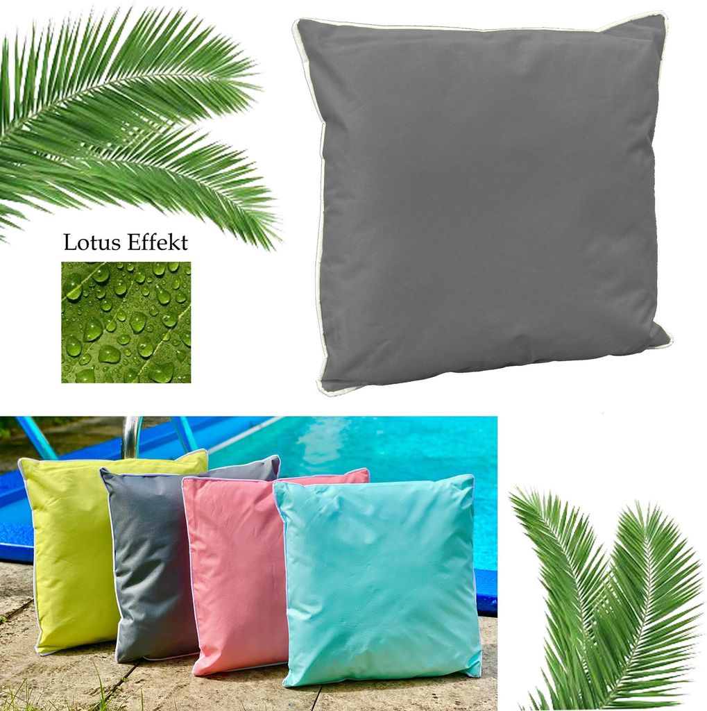 heimtexland Outdoorkissen mit Füllung Outdoor Lounge Dekokissen Lotus Effekt Gartenkissen Typ687 Anthrazit