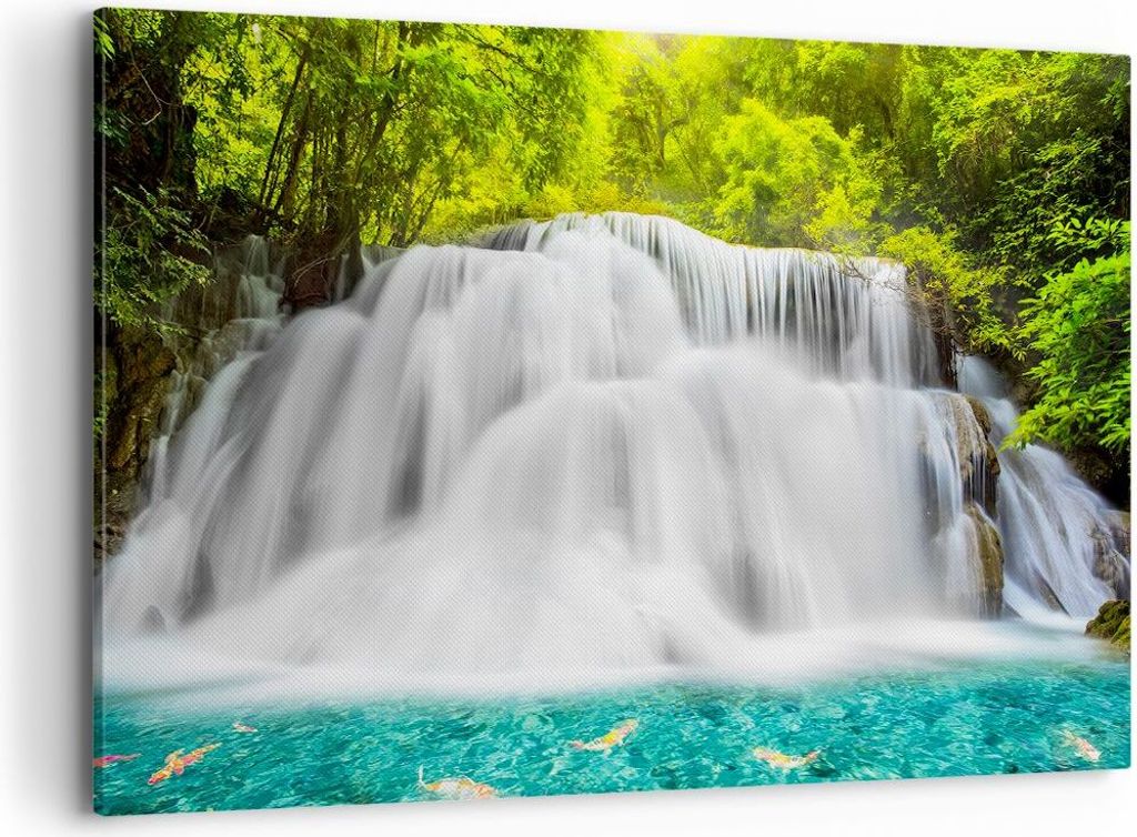 Bild auf Leinwand - Leinwandbild - Park natur landschaft - 120x80cm - Wand Bild - Wanddeko - Leinwanddruck - Bilder - Kunstdruck - Wanddekoration -...