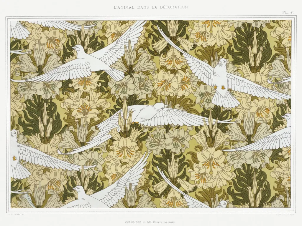 Poster mural Oiseaux en vol style Vintage Verneuil grand format 100x75