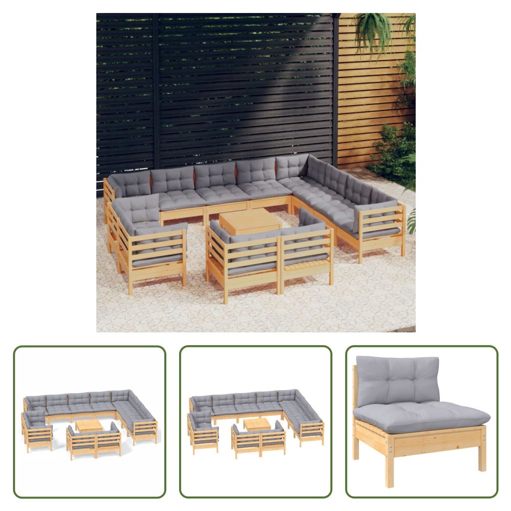 The Living Store 13-tlg. Garten-Lounge-Set mit Grauen Produktbild 