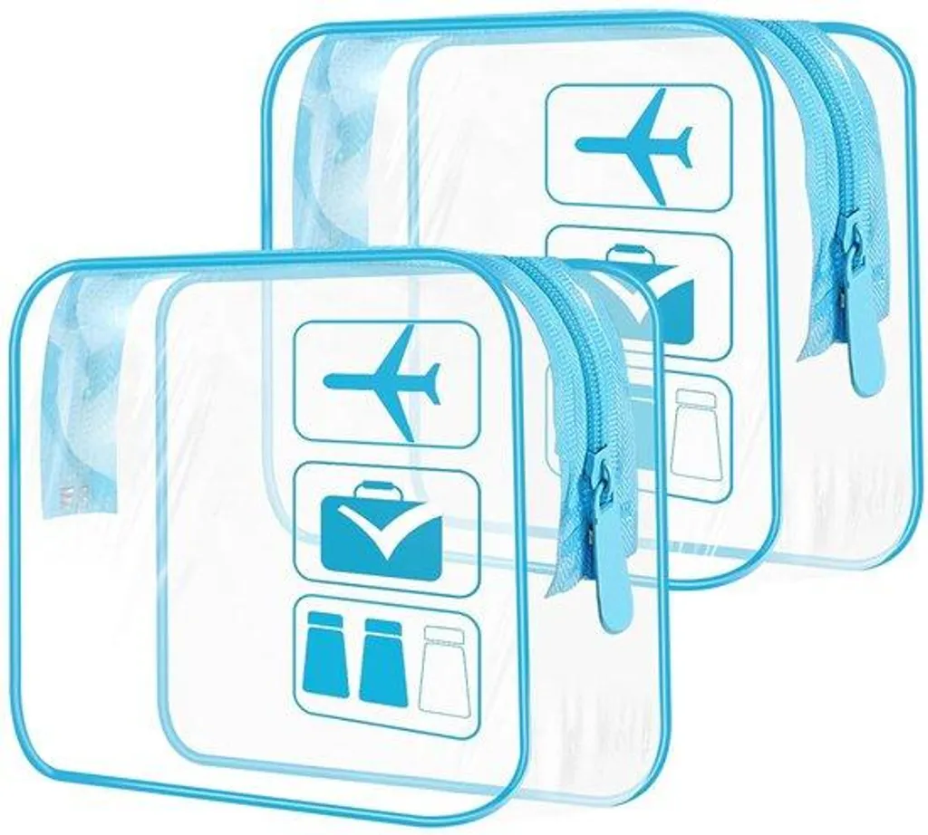 Trousse de toilette transparente anti-fuite TSA - 2 trousses de voyage