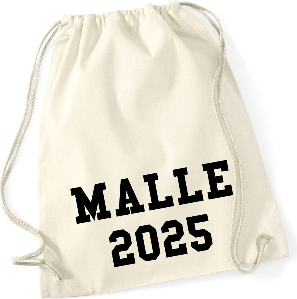 Huuraa Turnbeutel Malle 2025 Mallorca 12 Liter Natural Baumwolle Rucksack Geschenkidee