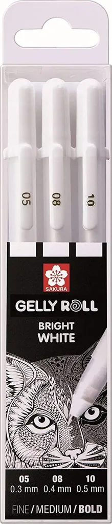 Sakura Gelly Roll Bright White Stylos Gel Blancs Haute Opacité x6