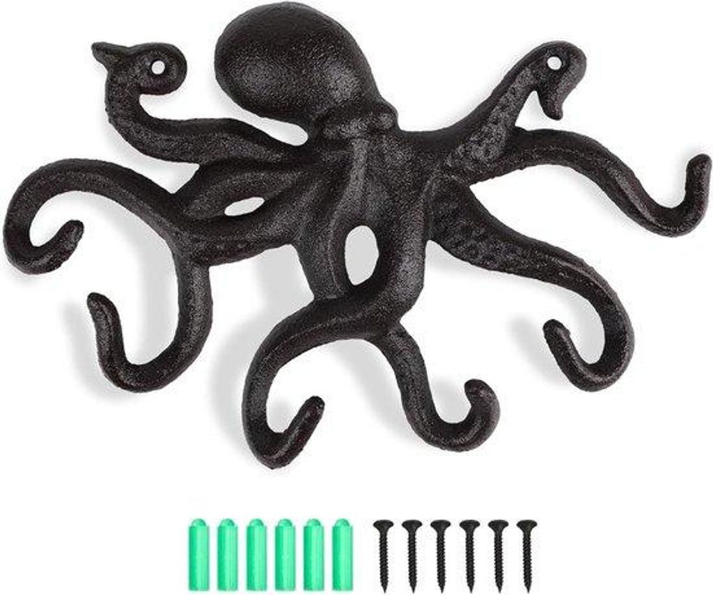 Geschmiedeter Haken - rustikal - für Jacken und Accessoires - 2 Stücke - dunkelbraun - Gusseisen