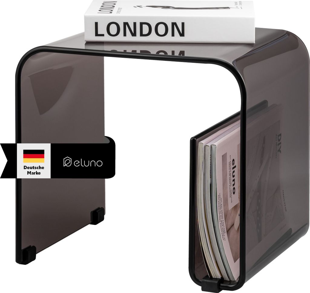 eluno 2in1 Beistelltisch aus schwarz-transparentem Acryl Produktbild 