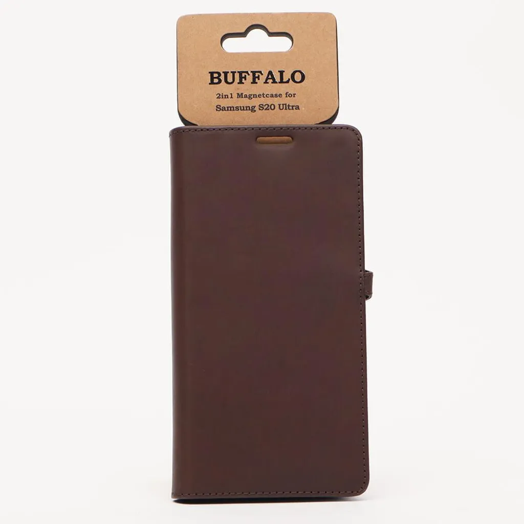 BUFFALO Portafoglio in pelle marrone 3 tasche per carte Samsung Galaxy S20 Ultra