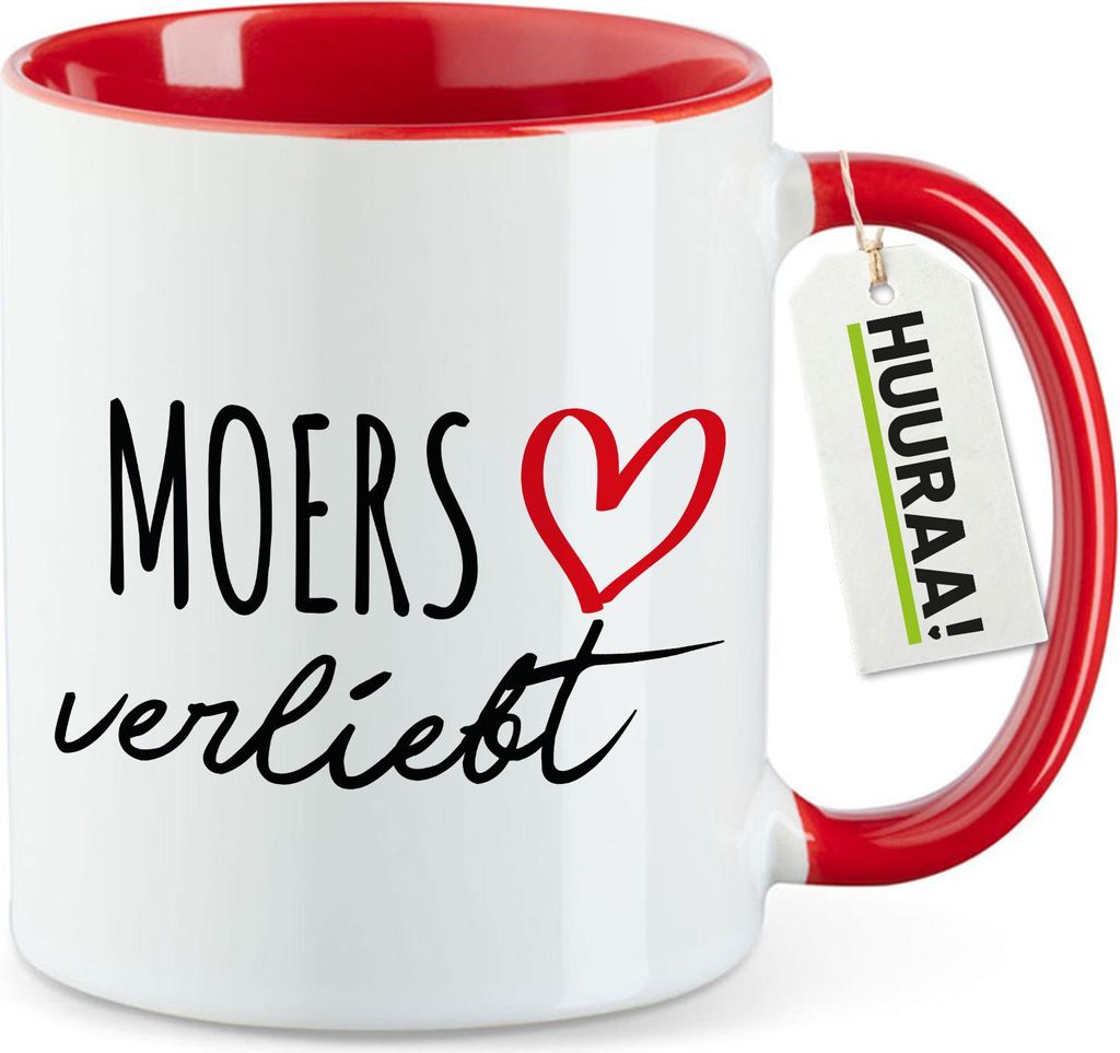 Huuraa Kaffeetasse Moers verliebt 330ml Rot Keramik Kaffeebecher Geschenkidee