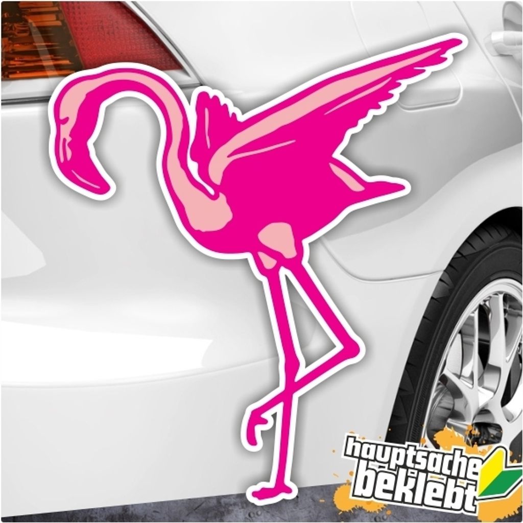 Kiwistar - Autoaufkleber - 11x10 cm - Pink Rosa Flamingo - Zoo Feder für Auto, Laptop, Fahrrad, LKW, Motorrad Aufkleber Mehrfarbig Sticker Decal
