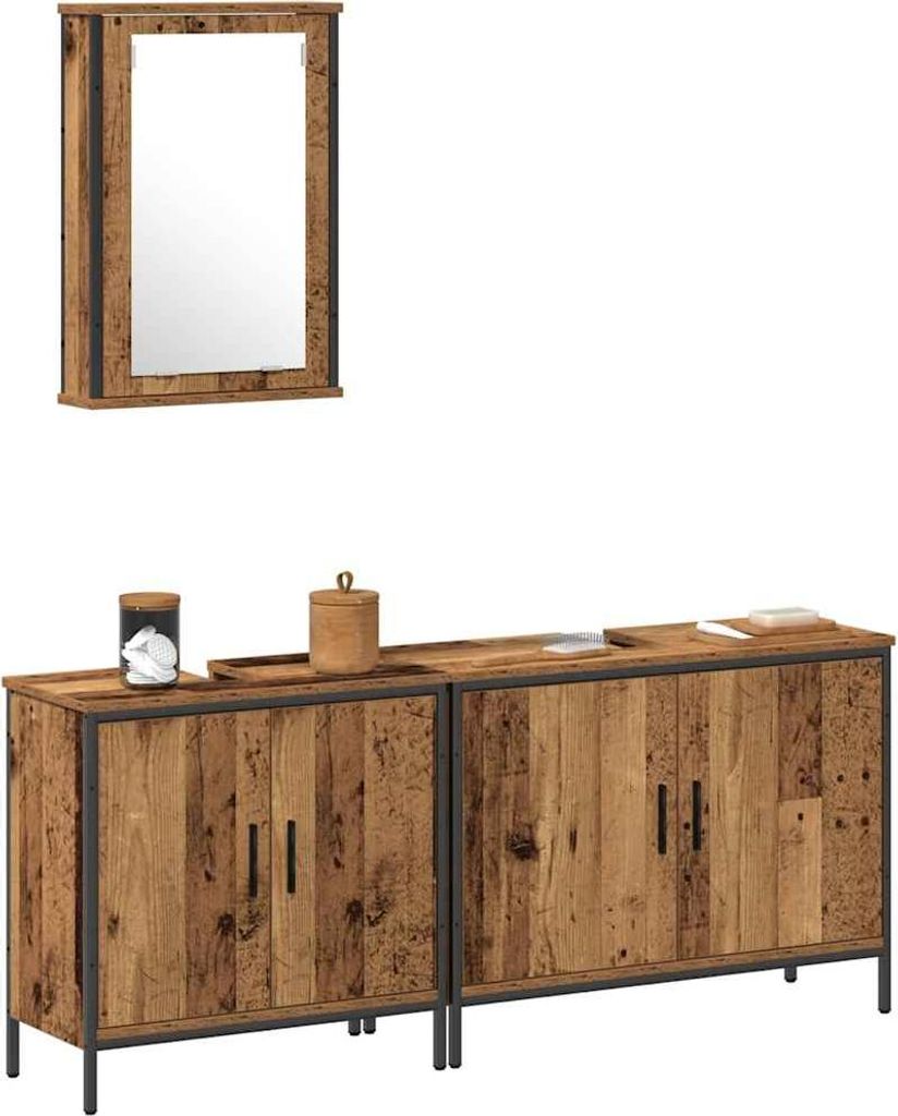 Badezimmer Waschbeckenmöbel mit Regal 3 pcs Braun Holzwerkstoff