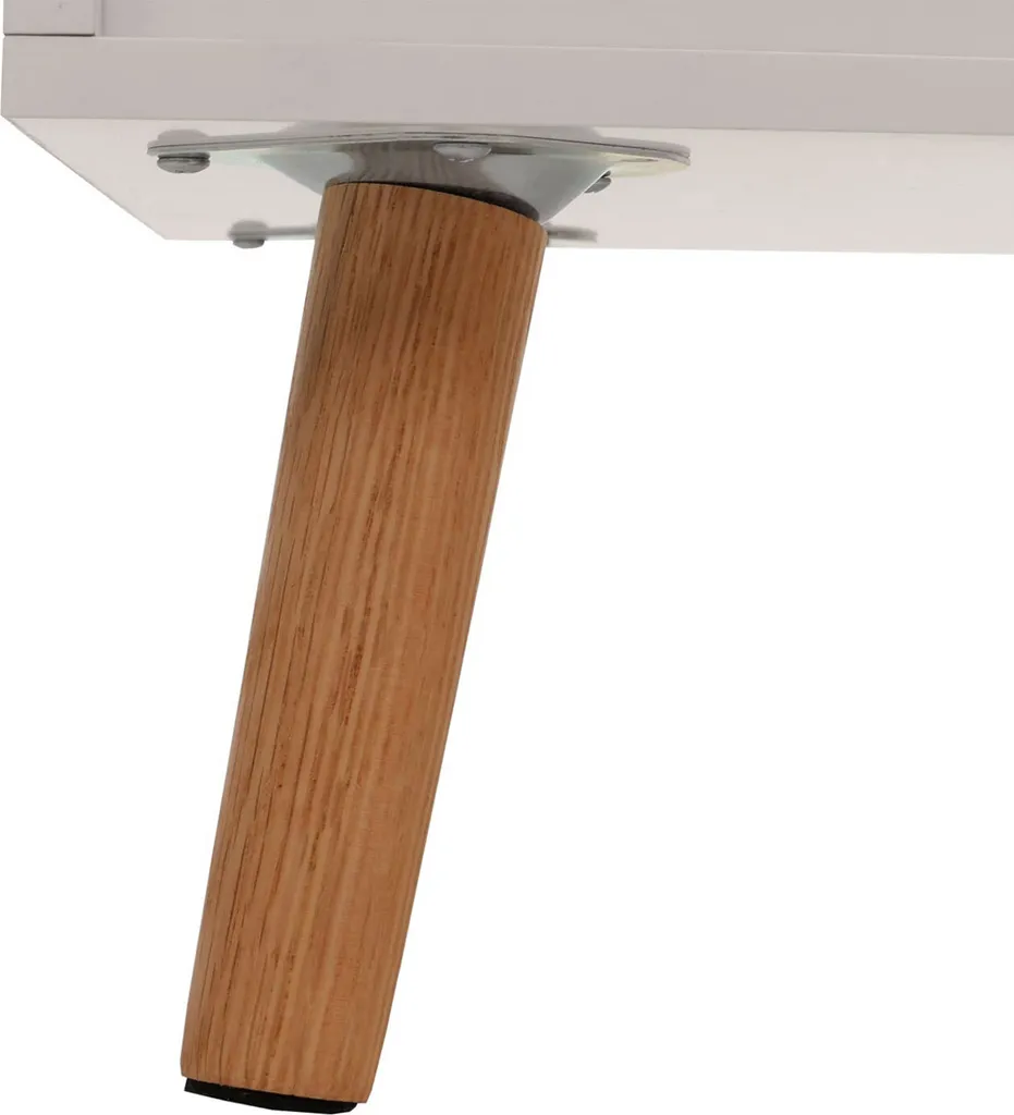 Petite commode de nuit blanche et table d'appoint design bois chevrons - 11