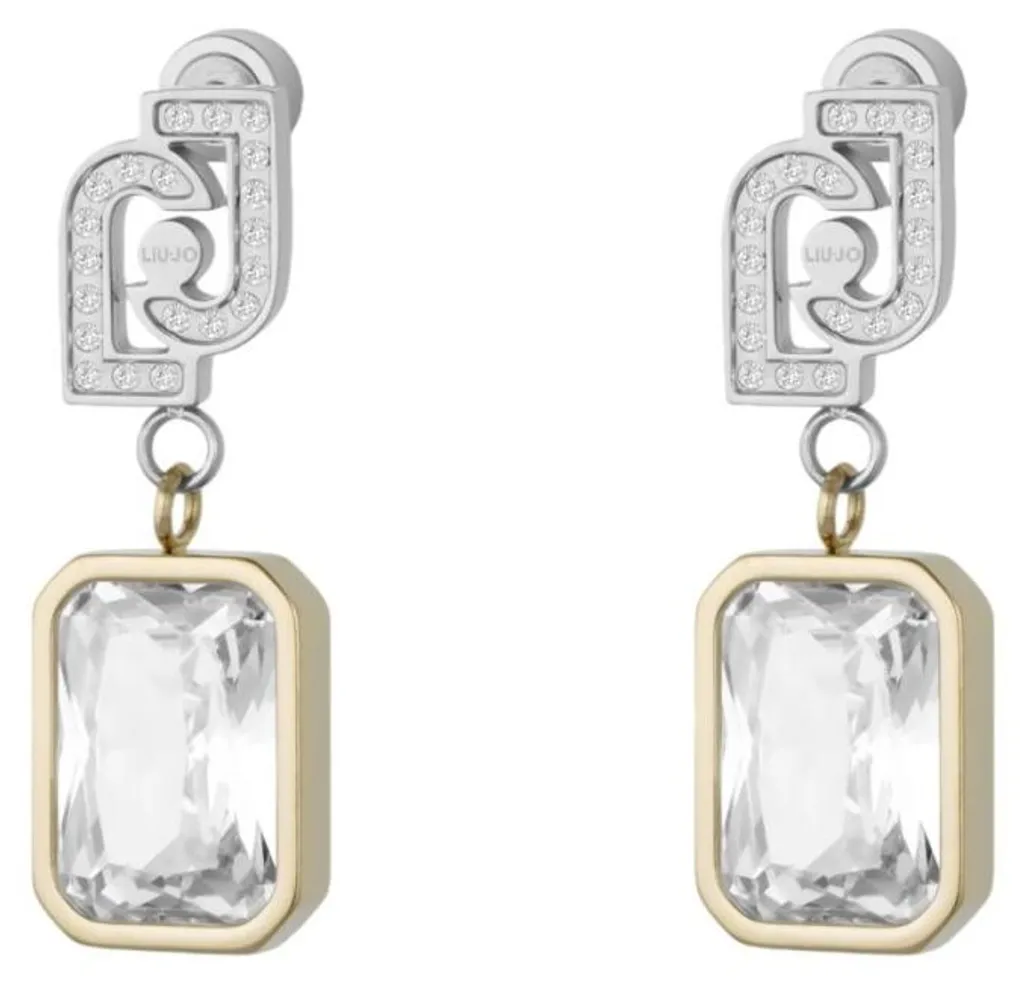 Boucles d'oreilles pendantes bicolores acier hypoallergénique LJ3093