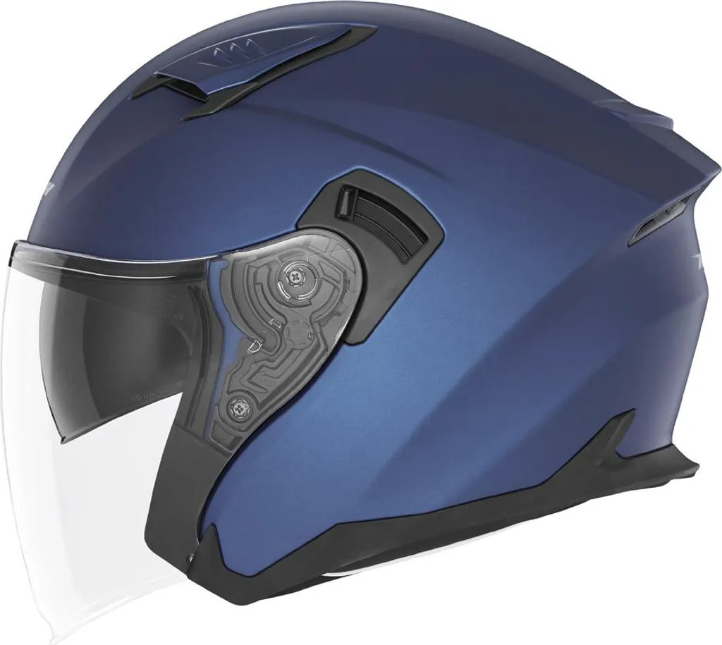 Casque moto jet Nox N130 bleu mat - Équipement scooter léger en taille M