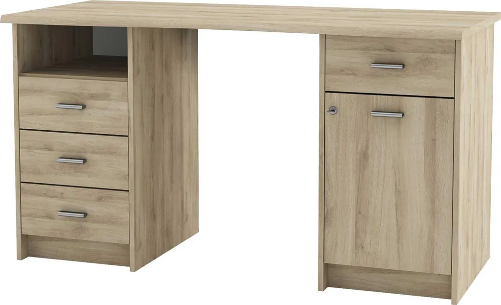 Bureau Moniek-Kronberg en chêne avec finition artisanale et rangements