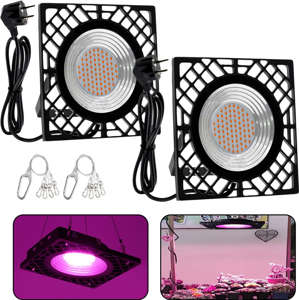 2 Stück LED Pflanzenlampe 50W IP66 Wasserdicht,Led Grow Lampe Hängend Stehend, Wachstumslampe Blumenlampe für Zimmerpflanze Gewächshaus