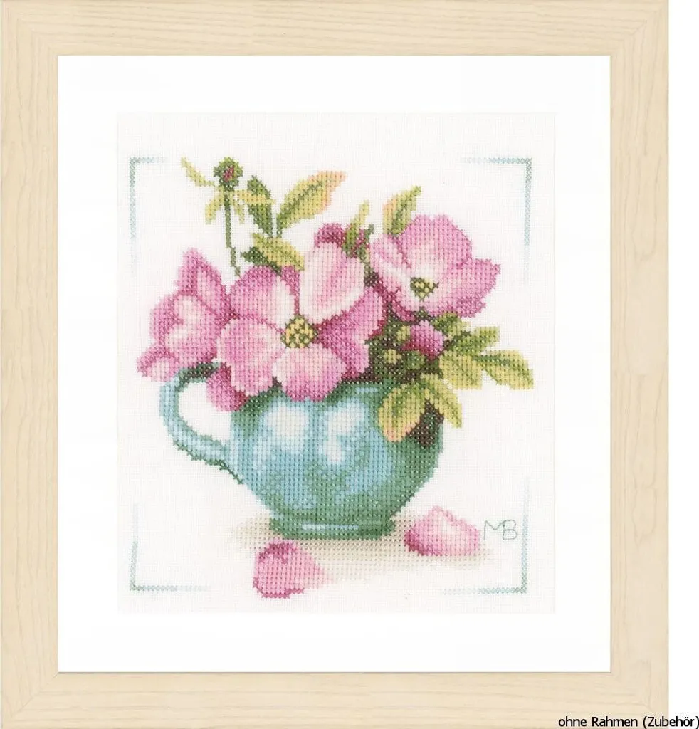 Point de Croix Wild Roses Lanarte : Kit Complet sur Toile Blanche Facile