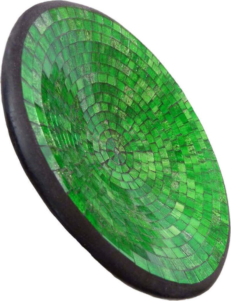 Mosaikschale Tonschale Glasschale Dekoschale Mosaik Kunsthandwerk Glassteine Deko rund L, grün