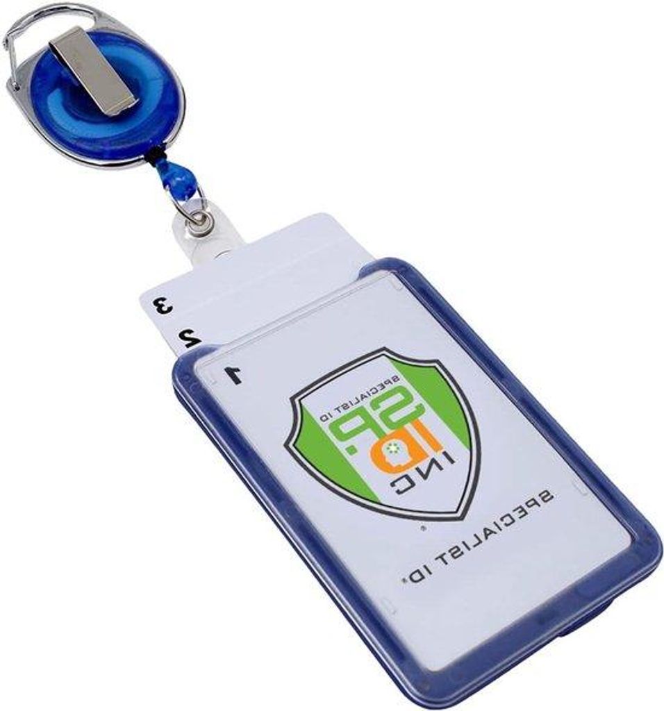 ID-Kaarthouder mit Reel - Standard-ID-Format - Hält drei Karten - Sicherheitsschloss - Drei-Karten-Halter