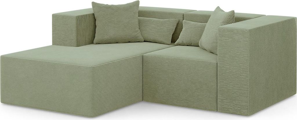 3-Sitzer Ecksofa NOVA S - 208x180x76cm, Otomane, Links, L-form, Grün