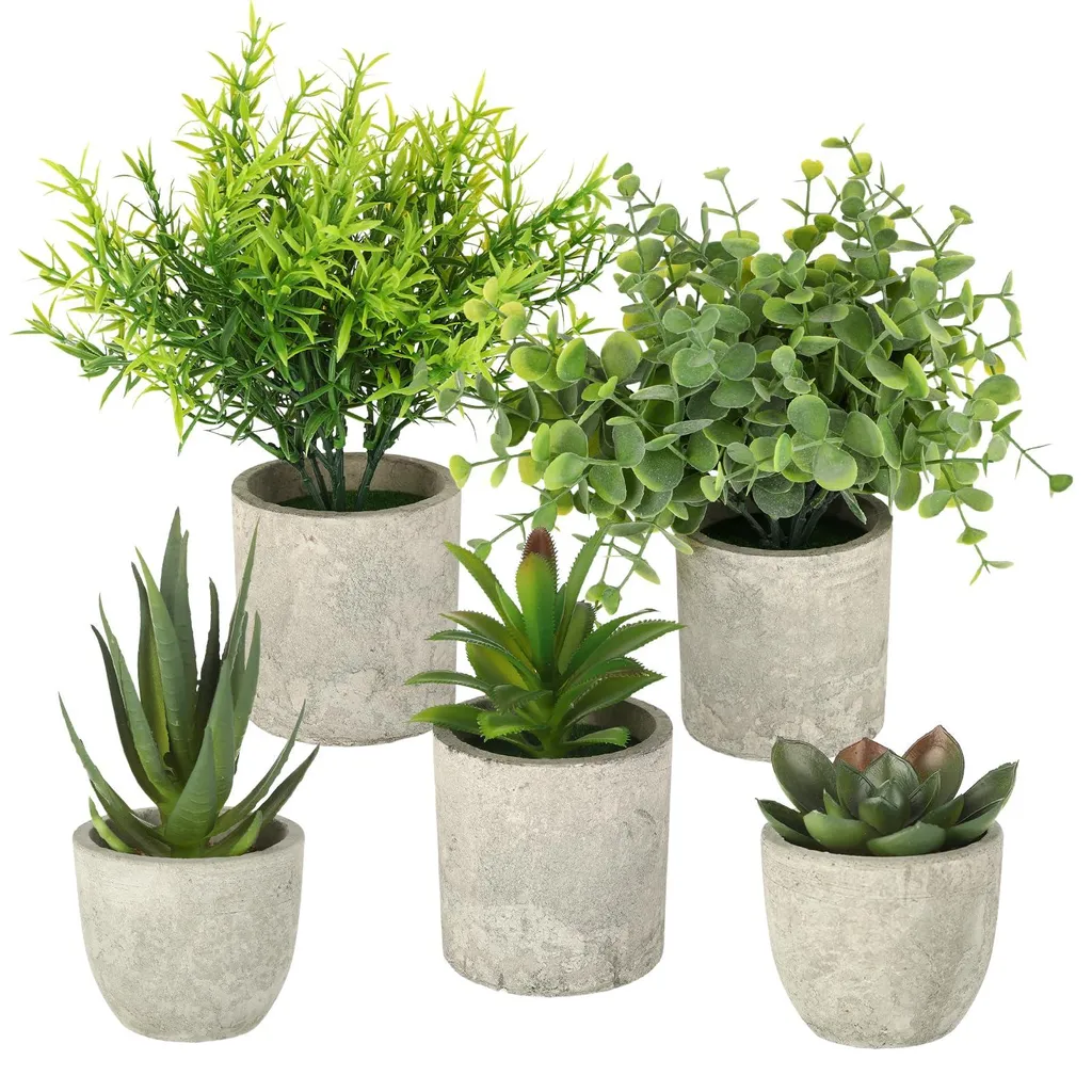 Mini-plantes artificielles réalistes lot de 5 pour déco salon chic