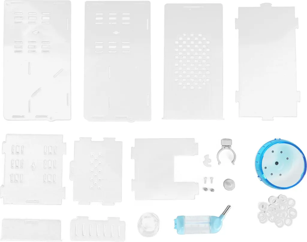 Habitat pour Petit Animal Cage Transparente Claire et Roue de Course