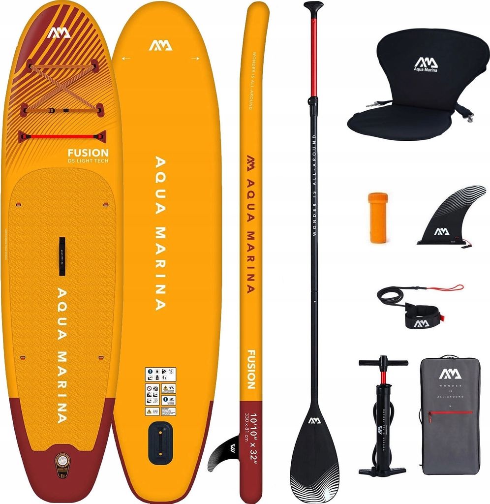 Sup Aqua Marina Fusion 10'10 330 Cm Brett Mit Set: Paddel, Sitz