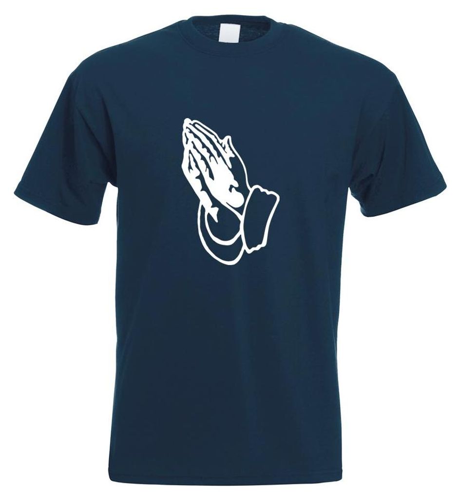 Kiwistar - T-Shirt - Navy - Betende Hände Prayer Motiv Bedruckt Funshirt Design Print - mit Motiv Bedruckt - Funshirt Design - Sport - Freizeit - ...