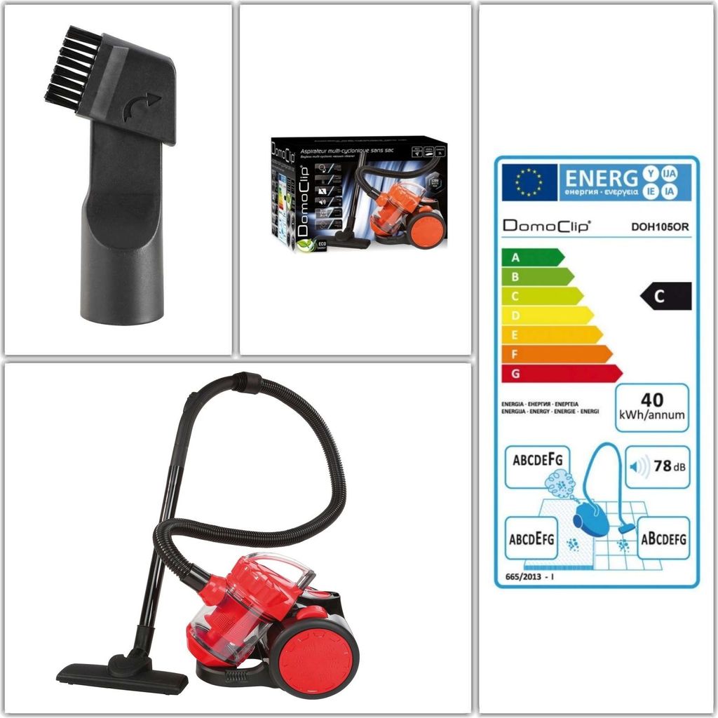 DomoClip Multizyklon-Staubsauger beutellos Bodensauger rot DOH105R