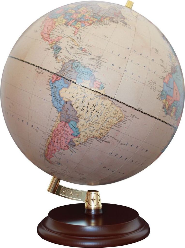 Magellan Vasa Globus 32cm moderne Halterung ohne Meridian mit Holzfuß Farbe: politisches Kartenbild antik, Größe: 32 cm