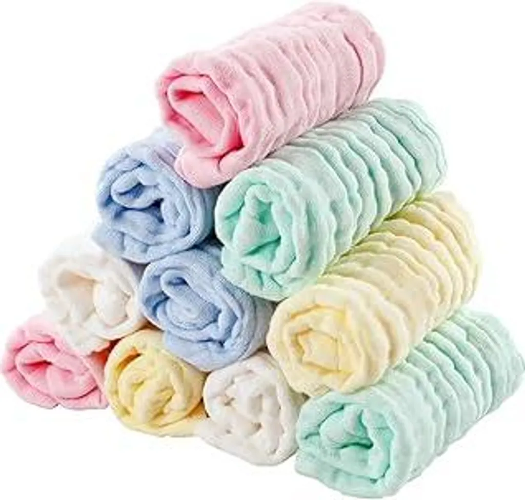 Asciugamani Neonato in Mussola EXTSUD - 10 Pezzi Cotone Dolce e Naturale
