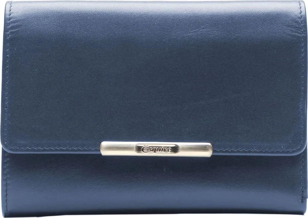 Grand Portefeuille Femme en Cuir Bleu Marine Porte-monnaie Helena RFID